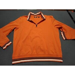 Land's End Pullover Stadium Shirt Men L(42-44) Orange 1/4 Zip Varsity College...